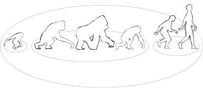 Greyscale Sketch of the Traditional Grouping, walking primates